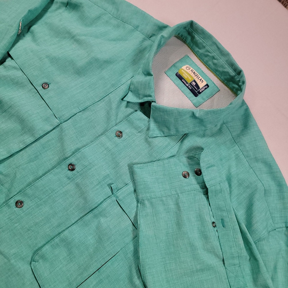 Magellan Adventure Gear Fishing Shirt Mens 4XL Teal MagWick Angler Fit Vented